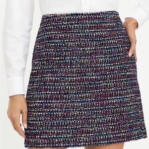 Ann Taylor Loft Women's Tweed Bright Multicolor Metallic Mini Skirt